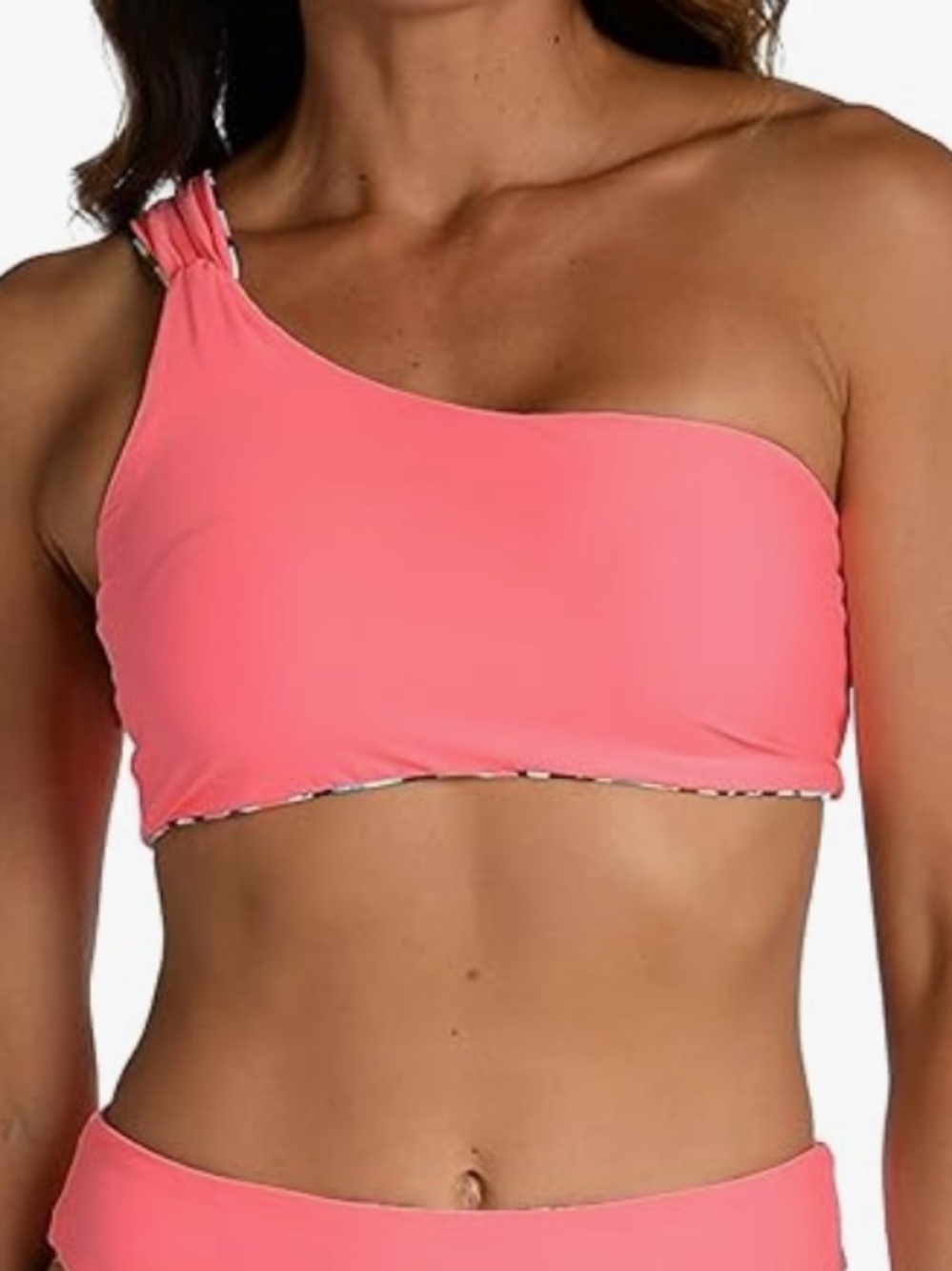 Citrus Reversible One Shoulder Bikini Top Pink Multi Small NWT - Picture 4 of 9